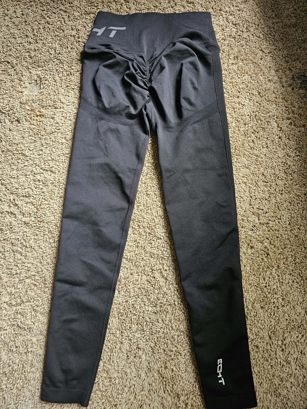 Seamless Black Kids Leggings with Scrunch Waistband